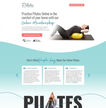 PILATES JUST FOR YOU - ONLINE CLASS TRIAL LANDING PAGE