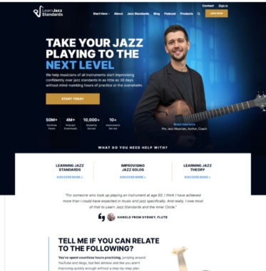 Learn Jazz Standards | Website Design by Studio1