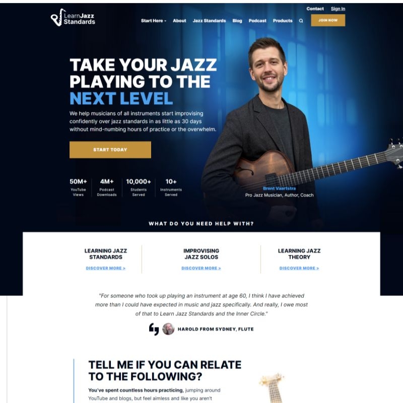 Learn Jazz Standards | Website Design by Studio1